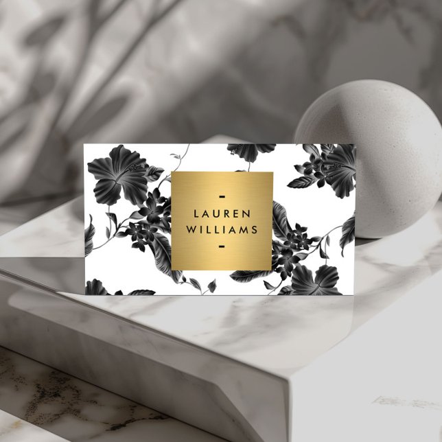 Vintage Black Floral Pattern Business Card (Creator Uploaded)