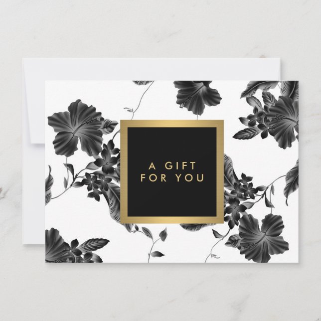 Vintage Black Floral Pattern Gift Certificate (Front)