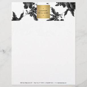 Vintage Black Floral Pattern Letterhead Design