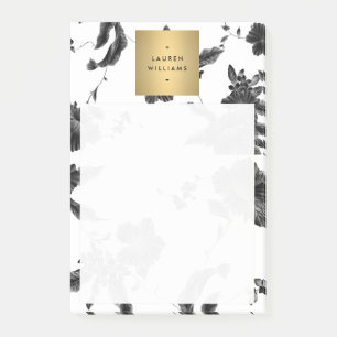Vintage Black Floral Pattern Post-it Notes