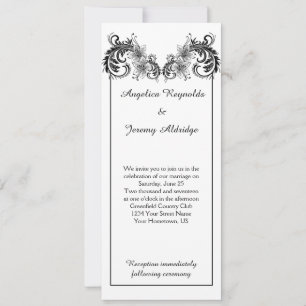 Vintage Black Floral Swirls Wedding Invitation