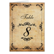 Vintage Black Floral Wedding Table Number