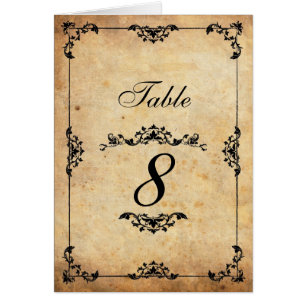Vintage Black Floral Wedding Table Number