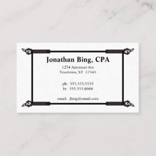 Vintage Black Frame Accountant Finance Business Card