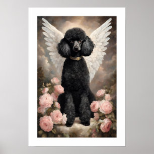 Vintage Black French Poodle Dog Art Poster
