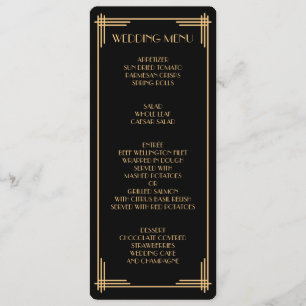 Vintage Black Gatsby Art Deco Wedding Menu