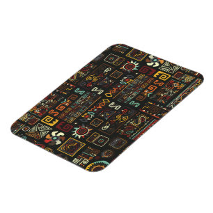 Vintage Black Geometric African Doodle  Magnet