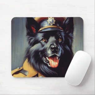Vintage Black German Shepherd Painting Mouse Mat