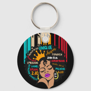 Vintage Black Girl God Says I Am Black Melanin Key Ring