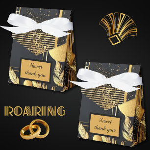 vintage black gold 1920s wedding favour box