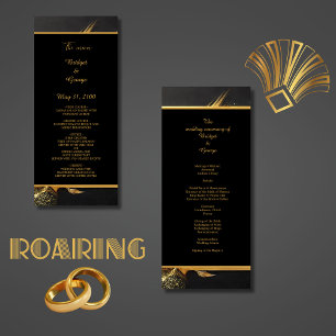 vintage black gold 1920s wedding programme