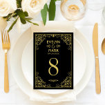 Vintage Black Gold Art Deco Wedding Table Number<br><div class="desc">Elegant and glamourous wedding table numbers inspired by vintage art deco style and the roaring twenties. Design features a custom monogram of the bride and groom names and wedding date that can be personalised, table number, black and gold colour scheme, ornate decorative frame, and an ornate decorative pattern framing the...</div>