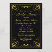 Vintage Black Gold Bridal Shower Invitation