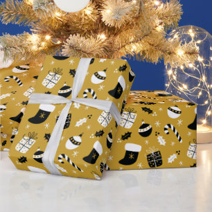 Vintage Black Gold Christmas Holiday Wrapping Paper