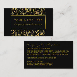 Vintage Black & Gold Foil Leaf Effect Business Card