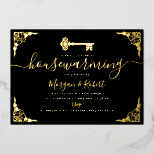 Vintage Black Gold Key Housewarming Party
