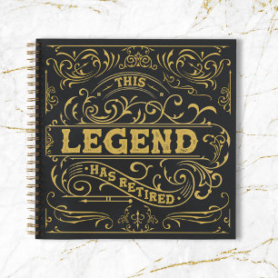 Vintage Black Gold Legend Retirement Guest Book