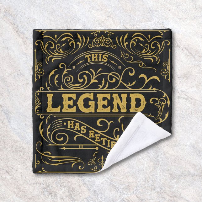 Vintage Black Gold Legend Retirement Wash Cloth (Close up)