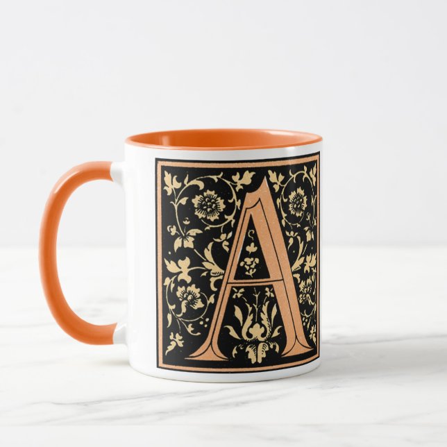 Vintage Black & Gold Letter 'A' - Mug (Left)