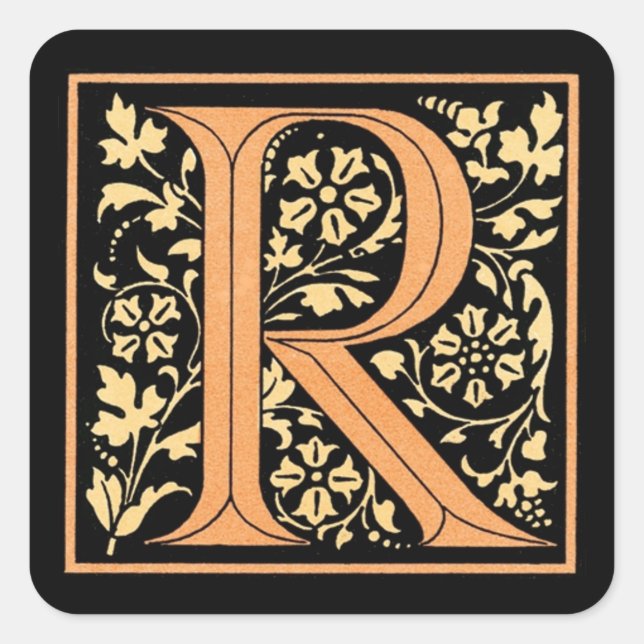 Vintage Black & Gold Letter ‘R’ - Sticker (Front)