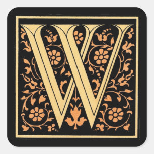 Vintage Black & Gold Letter ‘W’ - Sticker
