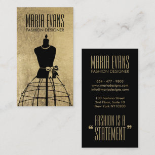 Vintage black gold mannequin chic fashion business card