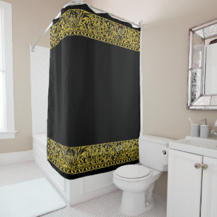 Vintage black gold matte custom personalised  shower curtain