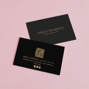 Vintage Black Gold Professional QR Code Business Card