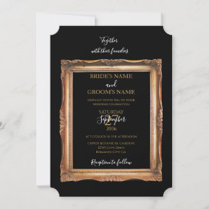 Vintage Black & Gold Wedding Invitation