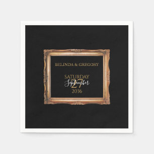 Vintage Black & Gold Wedding Napkin