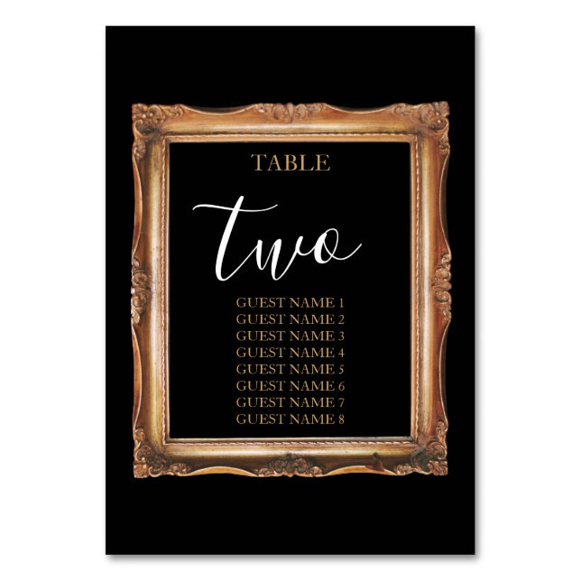 Vintage Black & Gold Wedding  Table Number (Front)