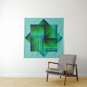 VINTAGE BLACK GREEN COLOR TONE TAPESTRY