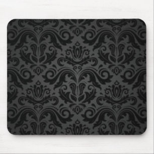 Vintage Black & Grey Damask Mouse Mat