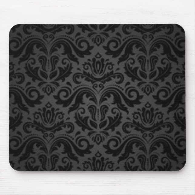 Vintage Black & Grey Damask Mouse Mat (Front)