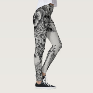 Vintage Black/Grey Flowers Wedding Leggings