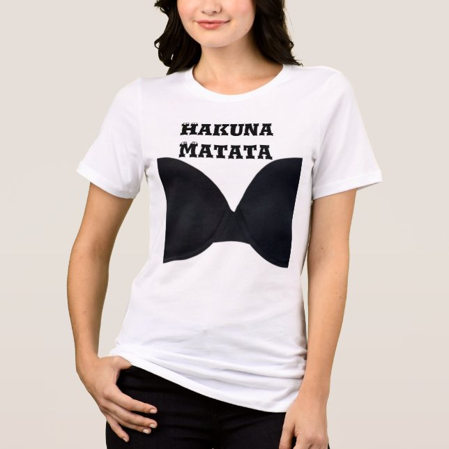 Vintage Black Hakuna Matata Designer Bra Tshirt (Front)