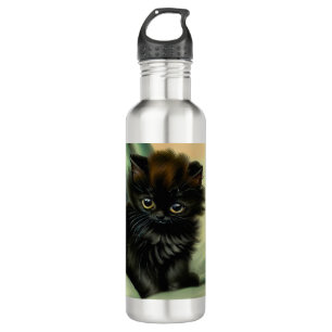 Vintage Black Kitten Illustration 710 Ml Water Bottle