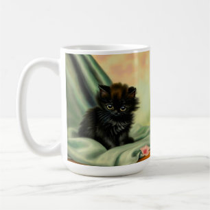 Vintage Black Kitten Illustration Coffee Mug