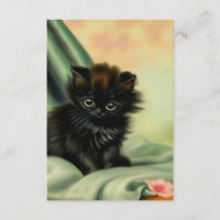 Vintage Black Kitten Illustration