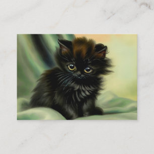 Vintage Black Kitten Illustration Enclosure Card