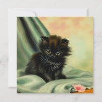 Vintage Black Kitten Illustration
