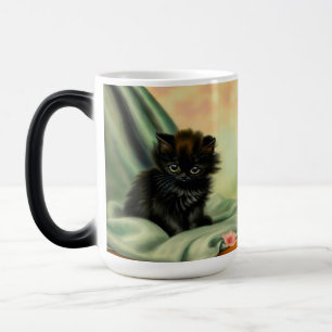 Vintage Black Kitten Illustration Magic Mug