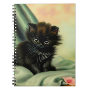 Vintage Black Kitten Illustration Notebook