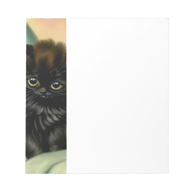 Vintage Black Kitten Illustration Notepad (Front)