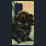 Vintage Black Kitten Illustration Samsung Galaxy Case<br><div class="desc">Samsung Galaxy Case featuring a loveable black kitten! The green eyed kitten sits on a blanket with a pink flower. A beautiful gift for cat lovers and Victorian art enthusiasts!</div>