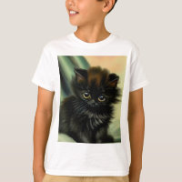 Vintage Black Kitten Illustration