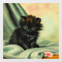Vintage Black Kitten Illustration