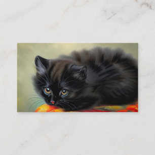 Vintage Black Kitten with Red Flower Blanket Enclosure Card