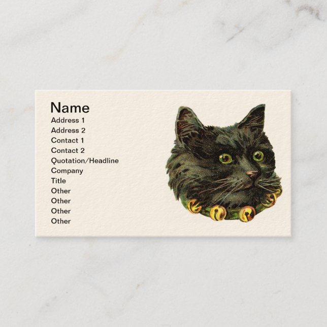 Vintage Black Kitty Business Card (Front)