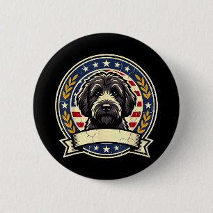 Vintage Black Labradoodle Dog Retro Art Design for 6 Cm Round Badge